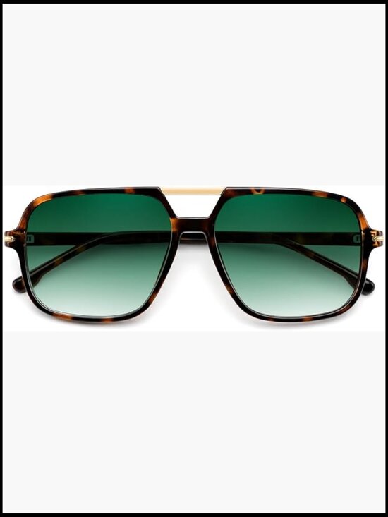 Retro Square Aviator Sunglasses Oversized UV400 Protection Unisex main image 5